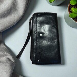 HOBO Large Black Leather Card Holder